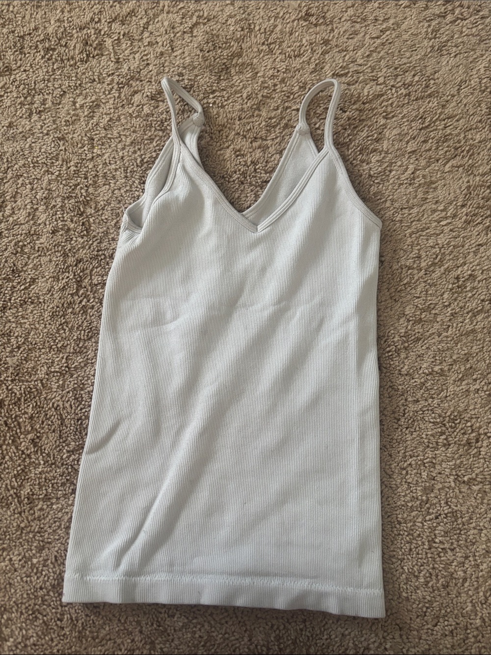 Women's White Ribbed V-Neck Tank Top